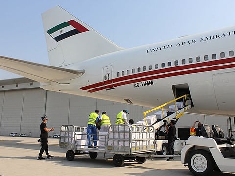 The aircraft carrying the aid from Dubai to Beirut