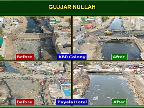 Images officially released by the National Disaster Management Authority show the results of its drive to remove solid waste from several drains in Karachi in just three days.