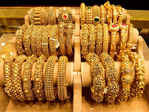 Gold jewellery on display in Dubai. 