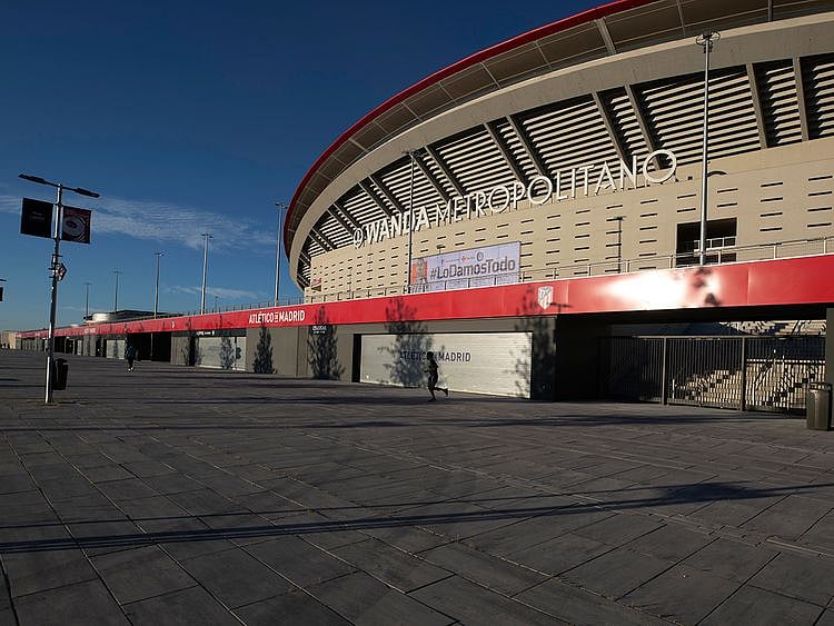 Atletico Madrid's Wanda Metropolitano stadium is desterted as players haev tested COVID-19 positive