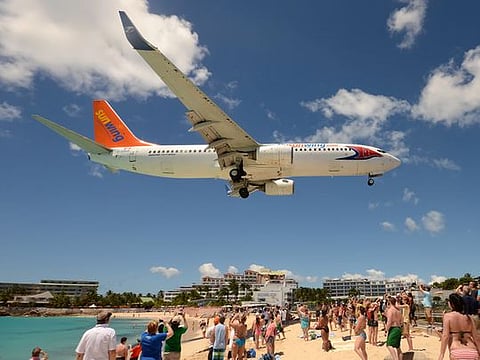 Saint Barthelemy Airport, also known as Gustaf III Airport, is a public-use airport located in the village of St. Jean on the Caribbean island of St. Barths. It is considered one of the most dangerous airports in the world because pilots have to descend steeply down over a hilltop on to an extremely short runway that ends on the beach.
