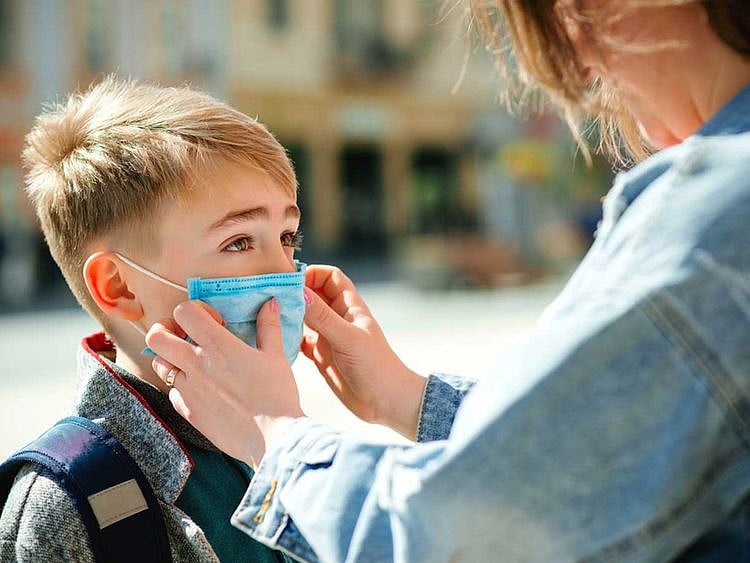 Kids used to face masks