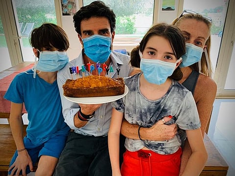Gaelin Gray with her husband Jean-Sebastien Berland and kids