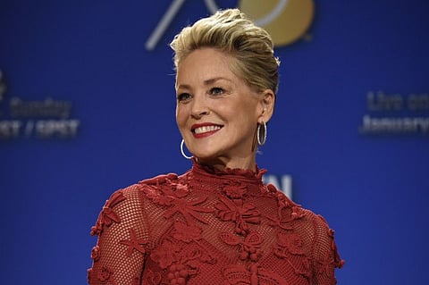 Sharon Stone poses during the nominations for the 75th Annual Golden Globe Awards on December 11, 2017.