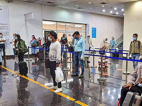 Indore: Stranded Indian passengers from Abu Dhabi arrive at Indore as part of the government's ongoing Vande Bharat Mission.
