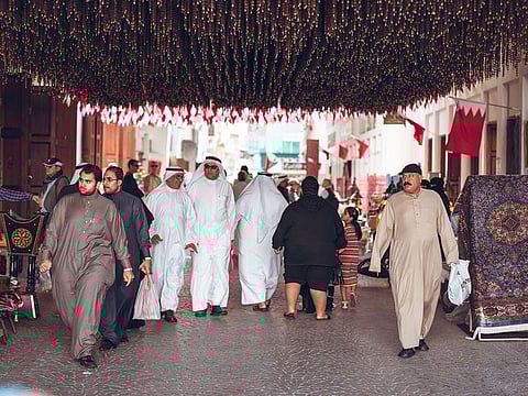 Shoppers at Manama Souq, also a famous tourist destination in the capital of Bahrain.