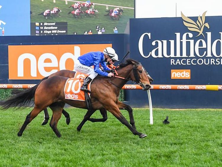 Godolphin's Savatiano wins the PB Lawrence Stakes at Caulfield Racecourse 