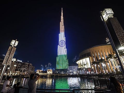 Burj Khalifa lights up for Indian Independence Day