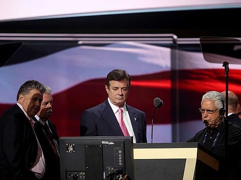 Paul Manafort, centre, then President Donald Trump's campaign chairman, before the final night of the Republican National Convention, in Cleveland, July 21, 2016. Russian intelligence services pursued myriad avenues to influence the Trump campaign in 2016, according to the Senate Intelligence Committee, but none was more important than the relationship between Manafort and a man who had been his friend and co-worker for years: a Russian intelligence officer named Konstantin V. Kilimnik. 