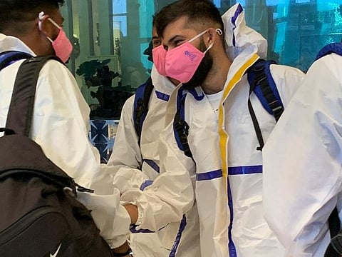 Members of Rajasthan Royals team on their arrival in Dubai last week.