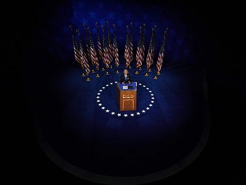 Democratic presidential nominee Joe Biden accepts the Democratic Party nomination for US president during the last day of the Democratic National Convention at the Chase Center in Wilmington, Delaware on August 20, 2020