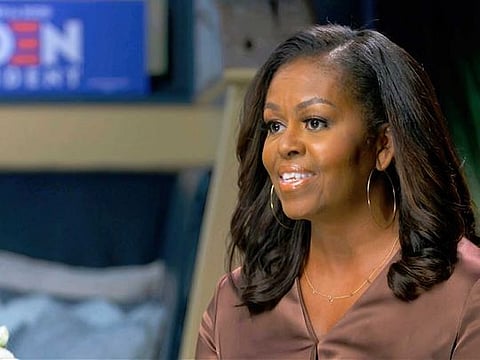 Former US first lady Michelle Obama speaks during the first night of the Democratic National Convention on August 17, 2020. 