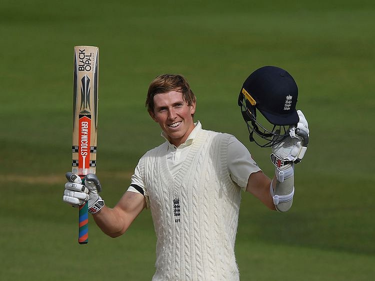 England's Zak Crawley celebrates his century against Pakistan