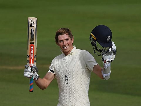 England's Zak Crawley celebrates his century against Pakistan