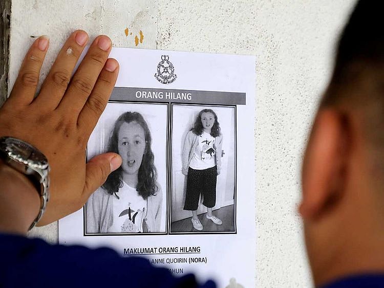 A photo of 15-year-old Irish girl Nora Anne Quoirin missing Malaysia