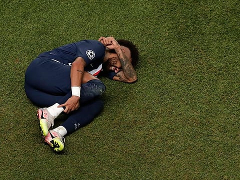 PSG's Neymar playacts in the Champions League final against Bayern Munich