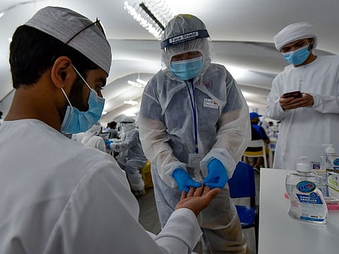 File photo: Screening centre at the Ghantoot Rapid testing facility on Dubai-Abu Dhabi border. 