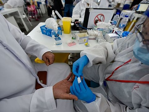 Screening centre at the Ghantoot Rapid testing facility on Dubai-Abu Dhabi border. 