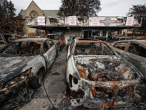 A view shows the damage at Car Source, a used car lot on Sheridan Road over a week since a Black man Jacob Blake was shot by police and a day before a visit by US President Donald Trump in Kenosha, Wisconsin, US, August 31, 2020. 