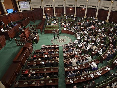 Members of Tunisia's parliament attend a confidence session in the capital Tunis on September 1, 2020.