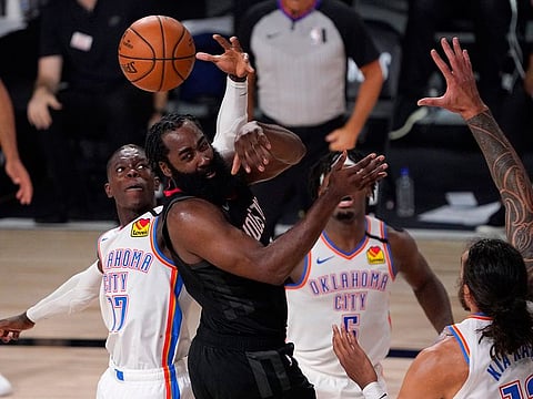 Houston Rockets' James Harden made a vital block
