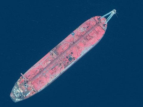 A satellite image showing the FSO Safer oil tanker