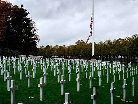 Gravestones are pictured at the Aisne-Marne American Cemetery and Memorial in Belleau, France.