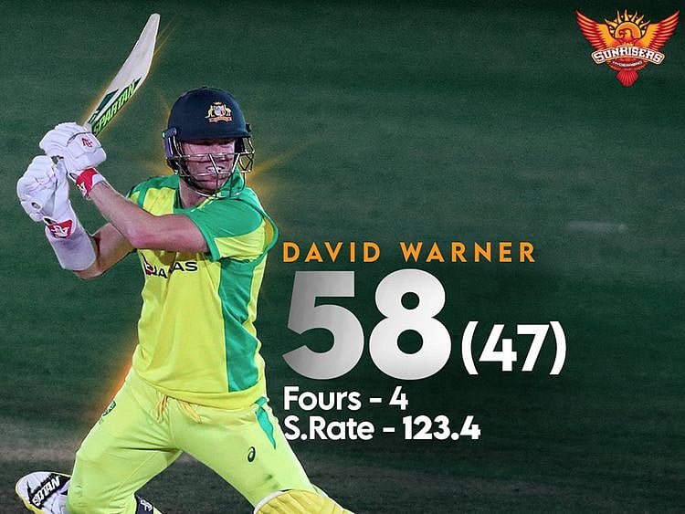 Sunrisers Hyderabad celebrated David Warner's half-century for Australia