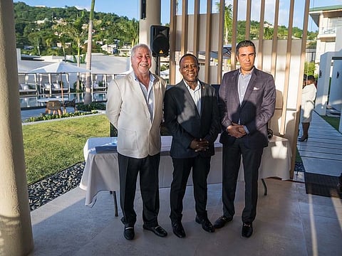 From L to R: Kamal Shehada, MD and Member of Board, Range Developments with Dr Keith Mitchell, PM, Grenada and Mohammed Asaria, MD and Board Member, Range Developments