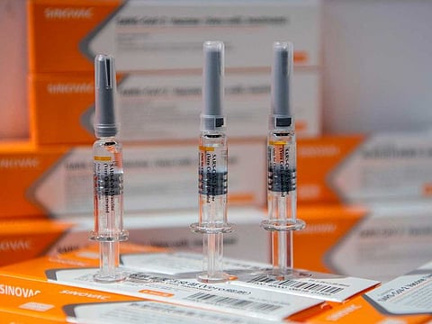 A Sinovac Biotech LTD vaccine candidate for COVID-19 coronavirus is on display at the China International Fair for Trade in Services (CIFTIS) in Beijing