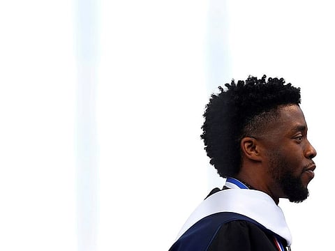 Boseman at the 150th commencement ceremony at Howard University in 2018