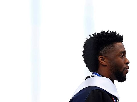 Boseman at the 150th commencement ceremony at Howard University in 2018