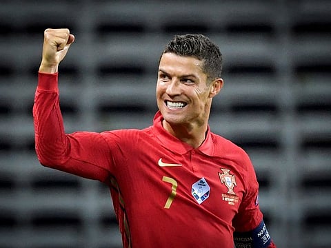 Portugal's Cristiano Ronaldo celebrates after scoring.