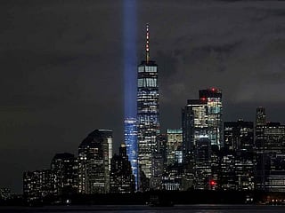 Tribute In Light shines above the skyline on eve of 9/11 attack anniversary