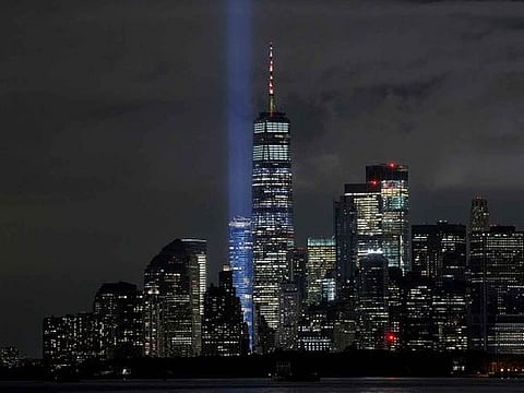 Tribute In Light shines above the skyline on eve of 9/11 attack anniversary