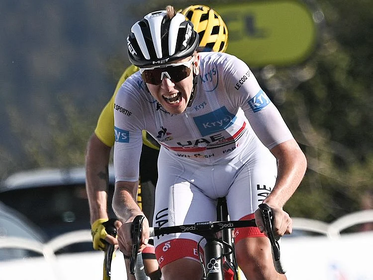 UAE Team Emirates' Tadej Pogacar powers to win Stage 15 of the Tour de Ferance