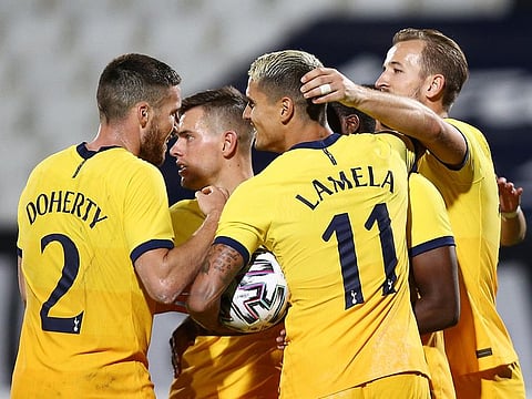Tottenham Hotspur's Tanguy Ndombele celebrates scoring the winner.