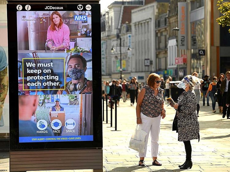 UK mask Newcastle city centre, north-east England