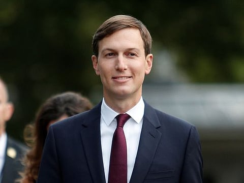 White House Senior Advisor Jared Kushner walks away following a television interview on the North Lawn at the White House in Washington.