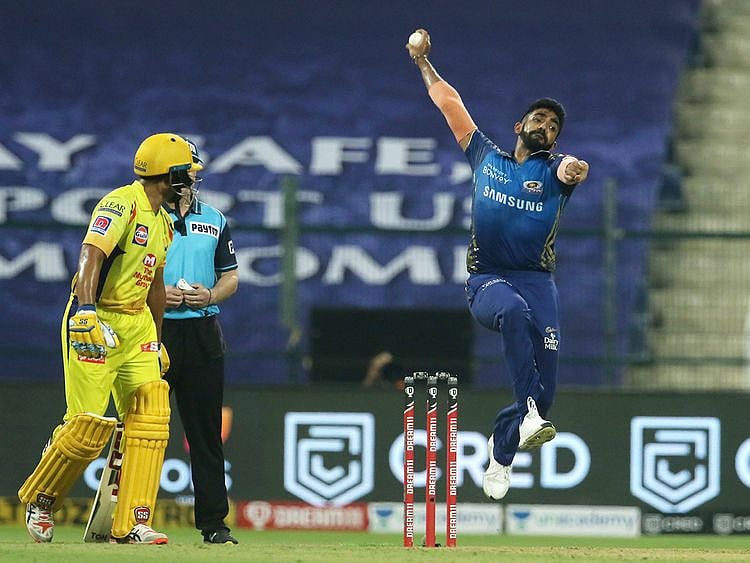 Jasprit Bumrah of Mumbai Indians bowls during the match. 