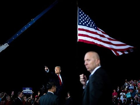 President Donald Trump during a campaign event at the Fayetteville Regional Airport in Fayetteville, N.C., Sept. 19, 2020. The president's determination to confirm a replacement for Justice Ruth Bader Ginsburg before the election set lawmakers on a collision course as Congress deals with other major issues. 