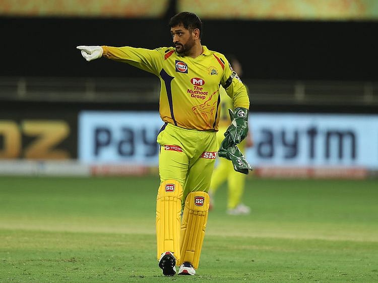 MS Dhoni captain of Chennai Superkings during match 7 of season 13 of the Dream 11 Indian Premier League (IPL) between Chennai Super Kings and Delhi Capitals held at the Dubai International Cricket Stadium, Dubai in the United Arab Emirates on the 25th September 2020. Photo by: Ron Gaunt / Sportzpics for BCCI