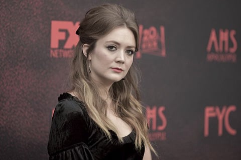 In this Saturday, May 18, 2019 file photo, Billie Lourd attends "American Horror Story: Apocalypse" FYC event at NeueHouse Hollywood in Los Angeles. Actress Billie Lourd has announced the birth of her son. Lourd announced on her social media Friday, Sept. 25, 2020 that she and her fiance, Austen Rydell, welcomed their newborn son into the world (Photo by Richard Shotwell/Invision/AP, File)