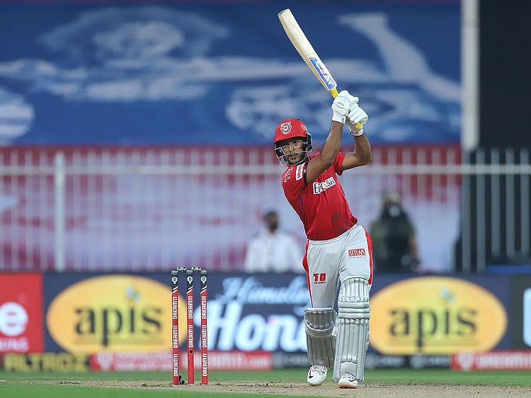 Mayank Agarwal of Kings XI Punjab bats during the match. 