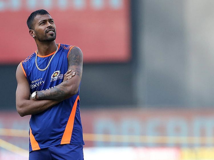 Hardik Pandya looks relaxed before the match with Royal Challengers Bangalore in Dubai