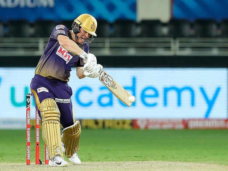 Eoin Morgan of Kolkata Knight Riders bats. 