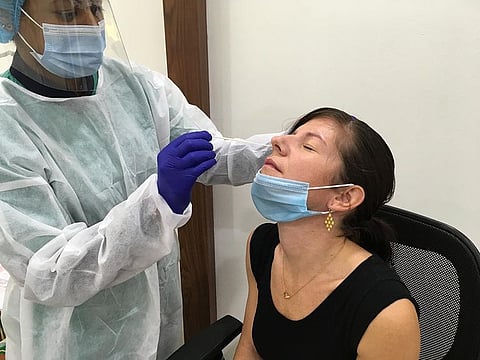 A UAE resident undergoes an RT-PCR test for coronavirus. Picture for illustrative purposes only.