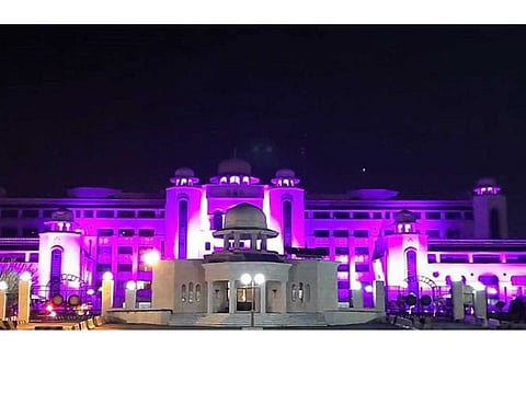 Pakistan government buildings including PM and President House and landmarks in Islamabad have been lit up pink to highlight breast cancer awareness in the month of October. 