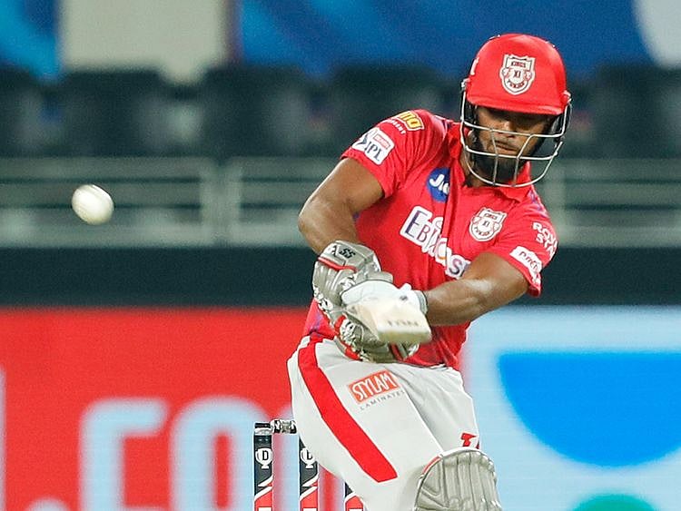 Nicholas Pooran of Kings XI Punjab plays a shot.  