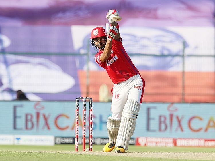KL Rahul, captain of Kings XI Punjab, plays a shot